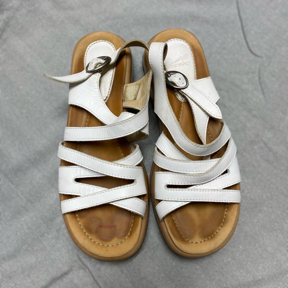 Dansko White Lolita Strappy Leather Chunky Sandals | Size EU 41 |EUC